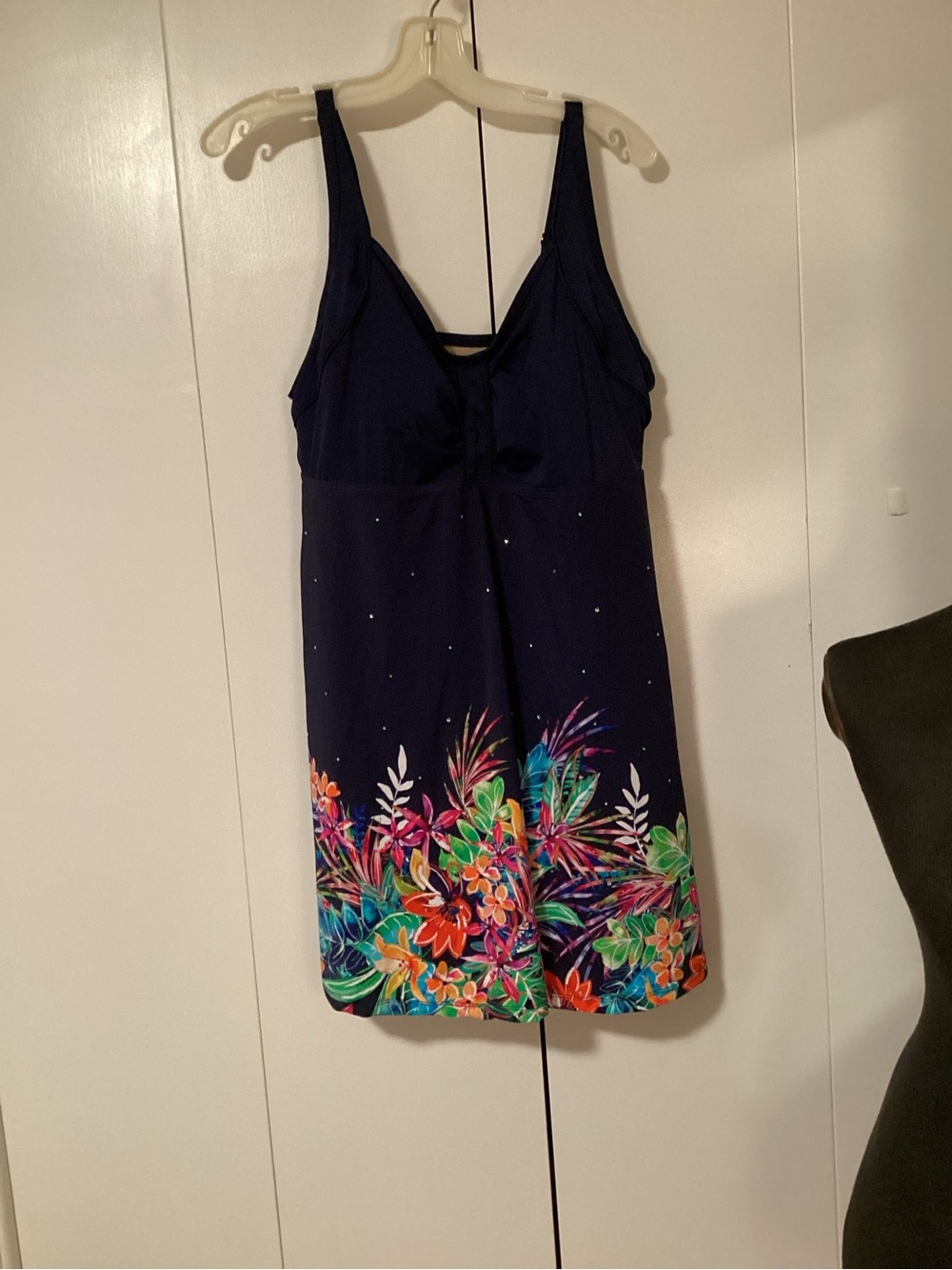 Swimsuits For All Navy Floral-Trim Swimdress